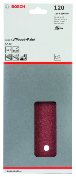 Bosch Schleifpapier 115x280mm K120 C430 Wood & Paint 10er Pack