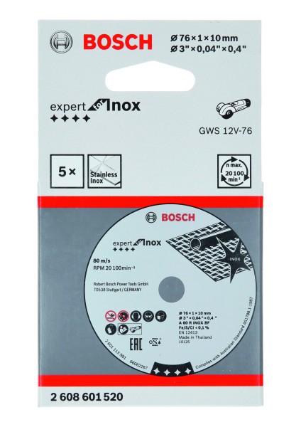 Bosch Trennscheibe Expert for Inox 76x10mm