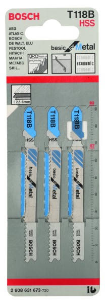 Bosch Stichsägeblatt Basic for Metal T118B 3er Pack