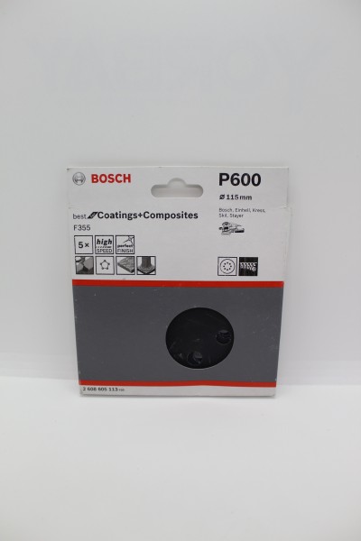 Bosch Schleifpapier 115mm K600 F355 Best for Coatings+Composites 5er Pack
