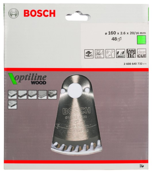 Bosch Kreissägeblatt Optiline Wood 160x20mm Z48