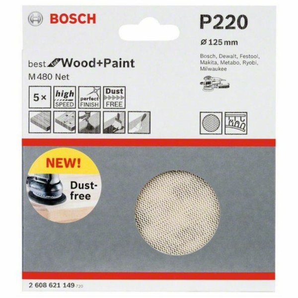 Bosch Schleifpapier 125mm Best for Wood + Paint M480 K220 Net