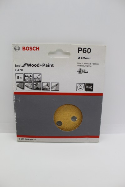 Bosch Schleifpapier 125mm K60 C470 Wood & Paint 5er Pack