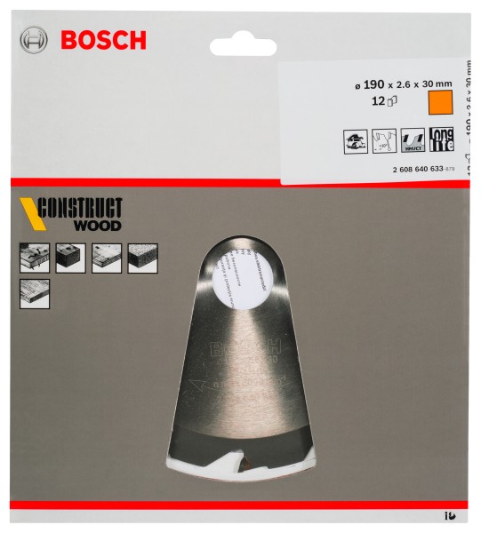 Bosch Kreissägeblatt Construct Wood 190x30mm Z12