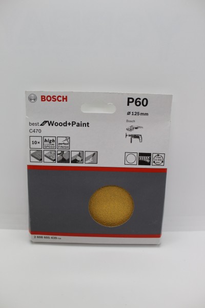 Bosch Schleifpapier 125mm K60 C470 Wood & Paint 10er Pack