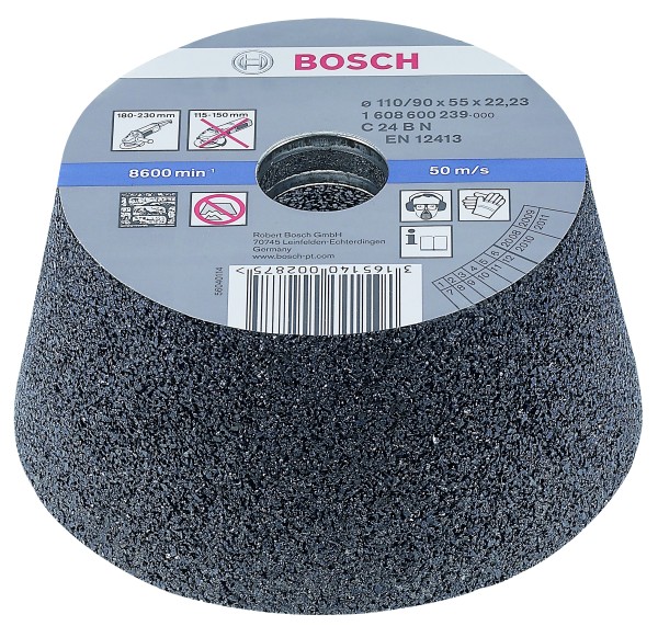 Bosch Schleiftopf konisch 90/110mm Grob K24 für Stein