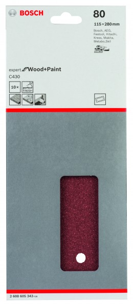 Bosch Schleifpapier 115x280mm K80 C470 Wood & Paint 10er Pack