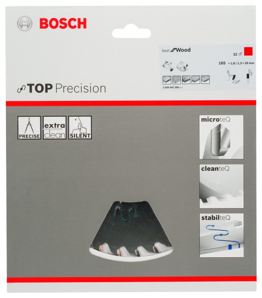 Bosch Kreissägeblatt Top Precision 165x20mm Z32