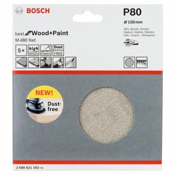 Bosch Schleifpapier 150mm Best for Wood + Paint M480 K80 Net