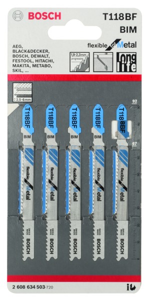 Bosch Stichsägeblatt Flexible for Metal T118BF 5er Pack