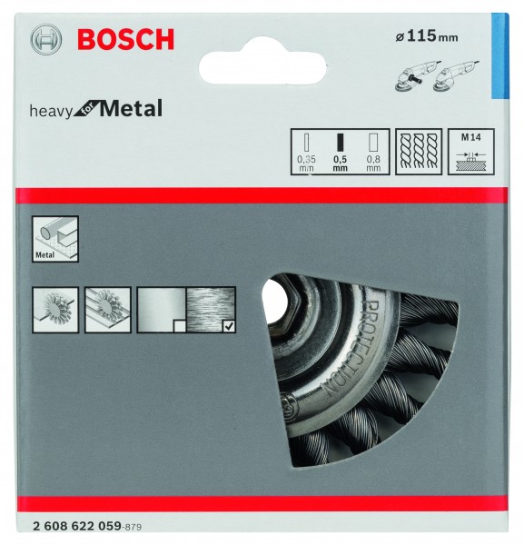 Bosch Scheibenbürste 115mm M14 0,50mm gezopfter Stahldraht