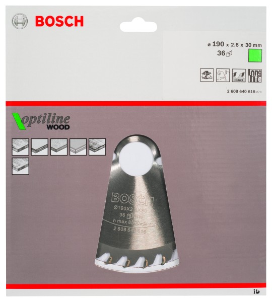 Bosch Kreissägeblatt Optiline Wood 190x30mm Z36