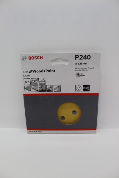 Bosch Schleifpapier 125mm K240 C470 Wood & Paint 5er Pack